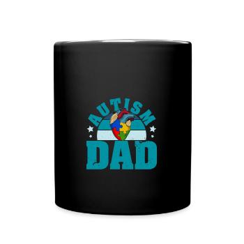 Autism Dad Heart Puzzle Piece Men Women Children - Full Colour Mug - black - Front