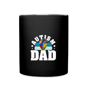 Autism Dad Heart Puzzle Piece Men Women Children - Full Colour Mug - black - Front