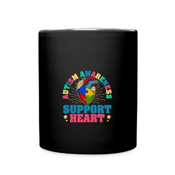 Sensibilisation à l’autisme, soutien cardiaque, cœur - Mug uni - noir - Devant