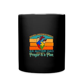 Autism Herz Autismus-Puzzleteil Dad - Tasse einfarbig - Schwarz - Vorne