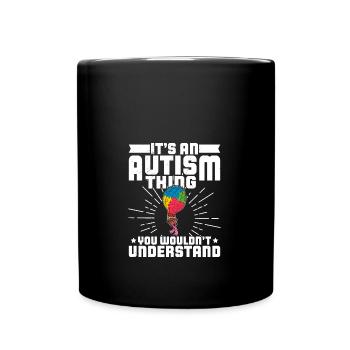 Luftballon Autist Autism thing Puzzleteil - Tasse einfarbig - Schwarz - Vorne