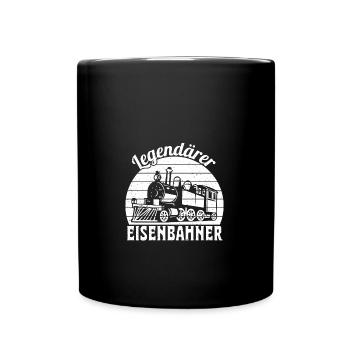 Legendärer Eisenbahner Retro Lokomotive - Tasse einfarbig - Schwarz - Vorne