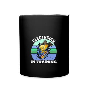 Electrician in training Lighting Technician Lamp Profession - Full Colour Mug - black - Front