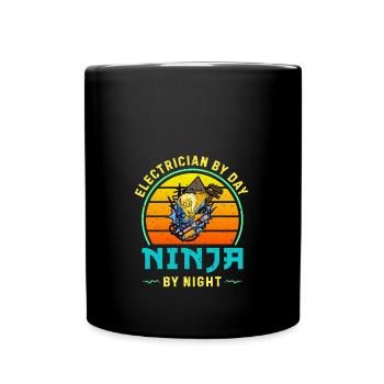 Électricien le jour, ninja la nuit, Occupation de la lampe - Mug uni - noir - Devant