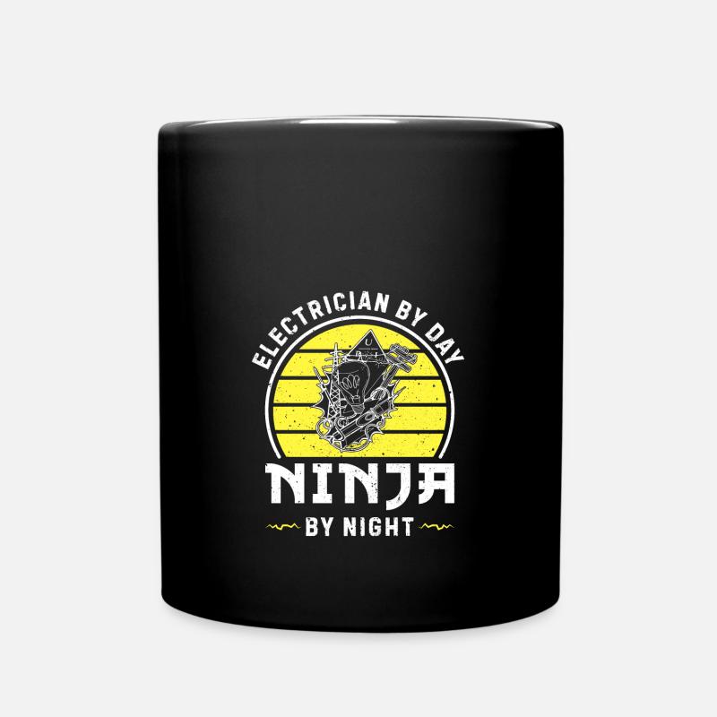 Électricien le jour ninja la nuit Métier de la lampe - Mug uni - noir
