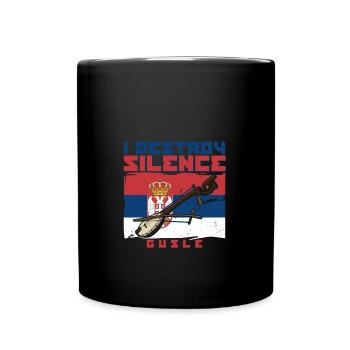I destroy silence gusle Serbien Balkan Flagge - Tasse einfarbig - Schwarz - Vorne