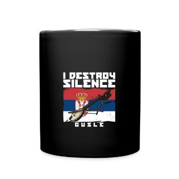 I destroy silence gusle Serbien Balkan Flagge - Tasse einfarbig - Schwarz - Vorne