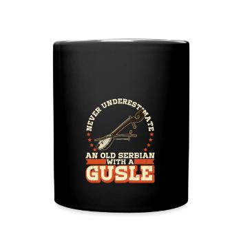 Ne sous-estimez jamais un vieux serbe avec un enthousiasme - Mug uni - noir - Devant