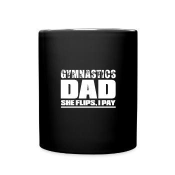 Gymnastics dad support with pride - Full Colour Mug - black - Front