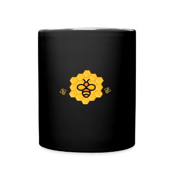 Abeille icône sur nid d'abeille - Mug uni - noir - Devant