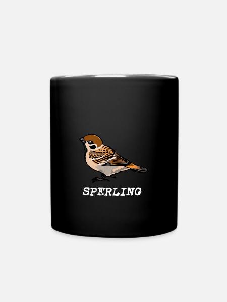 Sperling mit Name hell - Tasse einfarbig - Schwarz