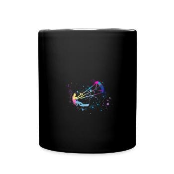 kitesurf, surf, surfeur, vague, bleu, graffiti - Mug uni - noir - Devant