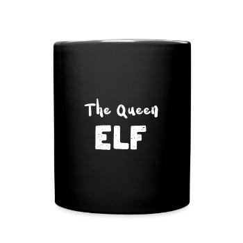 The Queen Elf - Christmas Elf - Full Colour Mug - black - Front
