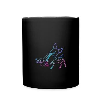 bambi,deer,kotzdenes reh, drawing,colorful - Full Colour Mug - black - Front