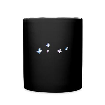 symboles forme rose papillon abeille paillettes - Mug uni - noir - Devant