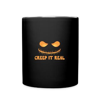 Creep it Real – Halloween Kürbis - Tasse einfarbig - Schwarz - Vorne