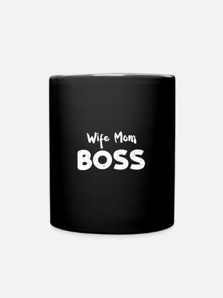 Wife Mom Boss - Mom - Tasse einfarbig - Schwarz