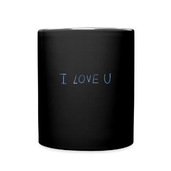 ich liebe dich text blau glitzer - Tasse einfarbig - Schwarz - Vorne