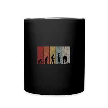 Eis Curling Curler Eisstockschießen Evolution - Tasse einfarbig - Schwarz - Vorne