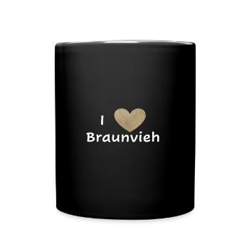 I Love Braunvieh - Tasse einfarbig - Schwarz - Vorne