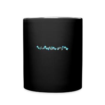 blue flowers flowers shiny stroke line - Full Colour Mug - black - Front