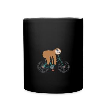 Faultier Fahrrad Rad Radfahrer E-Bike Langsam - Tasse einfarbig - Schwarz - Vorne