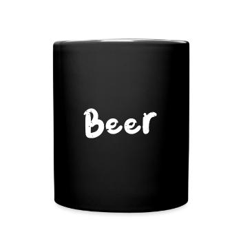 Bière - Cerf - Mug uni - noir - Devant