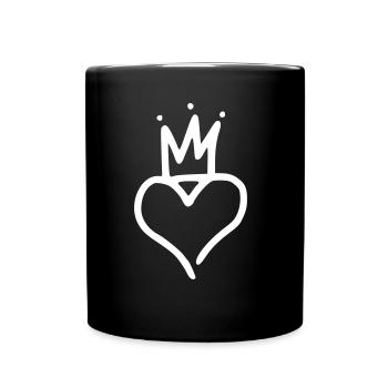 Coeur émoji croquis couronne autocollant - Mug uni - noir - Devant
