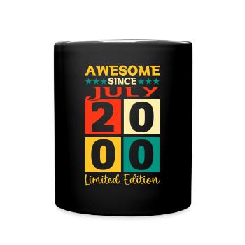 Awesome since July 2000 22nd Birthday Men's Fun - Full Colour Mug - black - Front