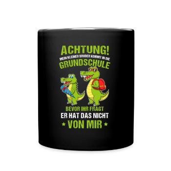 Schulanfang Einschulung 1 Klasse Grundschule - Tasse einfarbig - Schwarz - Vorne