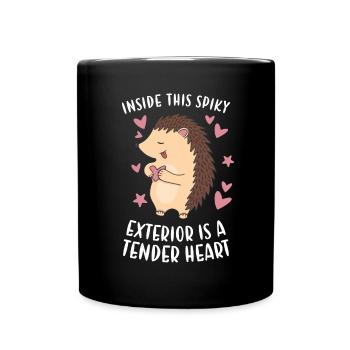 Inside This Spiky Exterior Is A Tender Heart - Full Colour Mug - black - Front