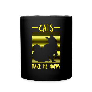 Cat Cats Cat Lover Pet - Full Colour Mug - black - Front