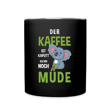 Kaffee Zubehör Koffein Getränk Wachmacher Kaffee - Tasse einfarbig - Schwarz - Vorne