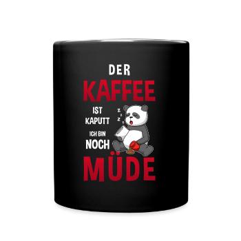 Kaffee Zubehör Koffein Getränk Wachmacher Kaffee - Tasse einfarbig - Schwarz - Vorne