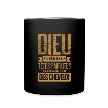 Cadeau Drôle Chauve Beauf Crâne Calvitie Humour - Mug uni - noir - Devant