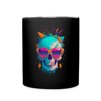 Pop Art Skull Illustration - Full Colour Mug - black - Front