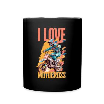 I Love Motocross - Cool Motocross Design - Full Colour Mug - black - Front