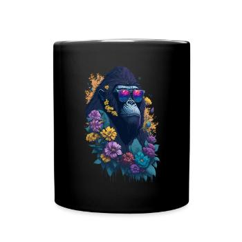 Illustration d’un gorille portant des lunettes de soleil - Mug uni - noir - Devant
