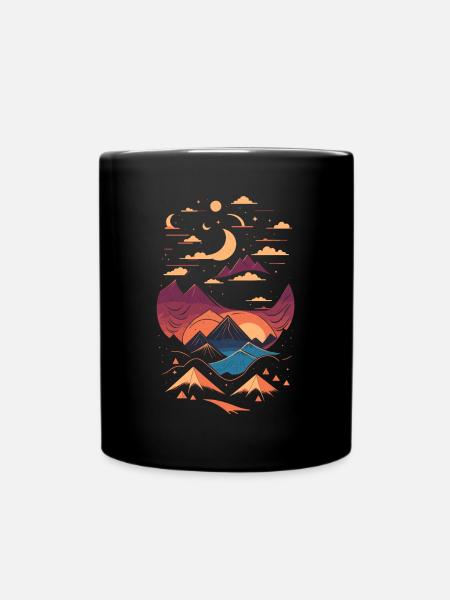 Vertäumte Landschaft Illustration - Tasse einfarbig - Schwarz