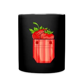 Beere Sommer Frucht Geschenk Brusttasche Erdbeere - Tasse einfarbig - Schwarz - Vorne