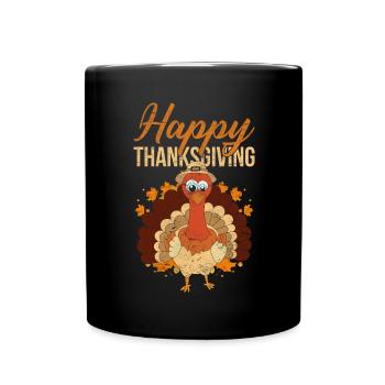 Vogel Frohes Erntedankfest Geschenk Truthahn - Tasse einfarbig - Schwarz - Vorne