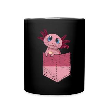 Salamandre Cadeau Mignon Poitrine Poche Axolotl - Mug uni - noir - Devant