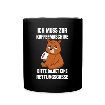 Kaffee Zubehör Koffein Getränk Wachmacher Kaffee - Tasse einfarbig - Schwarz - Vorne