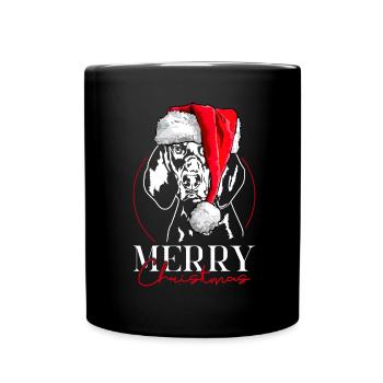 Père Noël noir et feu Coonhound joyeux chien de Noël - Mug uni - noir - Devant