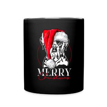 Santa Boxer Merry Christmas Hunde Hund Wilsigns - Tasse einfarbig - Schwarz - Vorne