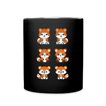 Renard amour Petit panda roux - Mug uni - noir - Devant