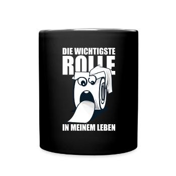 Rolle Klopapier Toilettenpapier Lustige Sprüche WC - Tasse einfarbig - Schwarz - Vorne