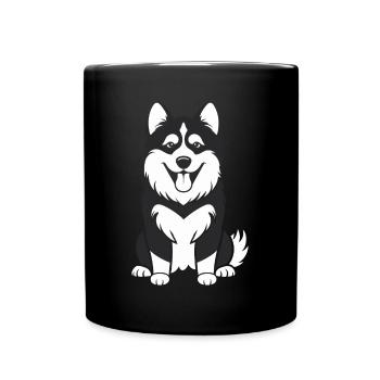 Humor kleiner Husky - Tasse einfarbig - Schwarz - Vorne