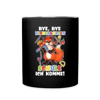 Niedlicher Schulkind Fuchs Schule Einschulung - Tasse einfarbig - Schwarz - Vorne