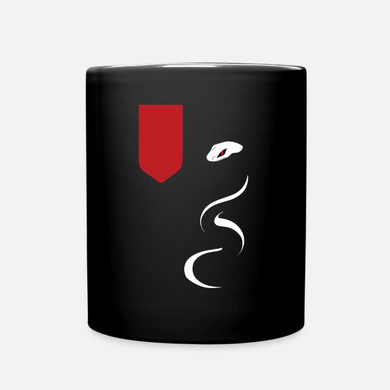 Red Banner and White Serpent - Full Colour Mug - black